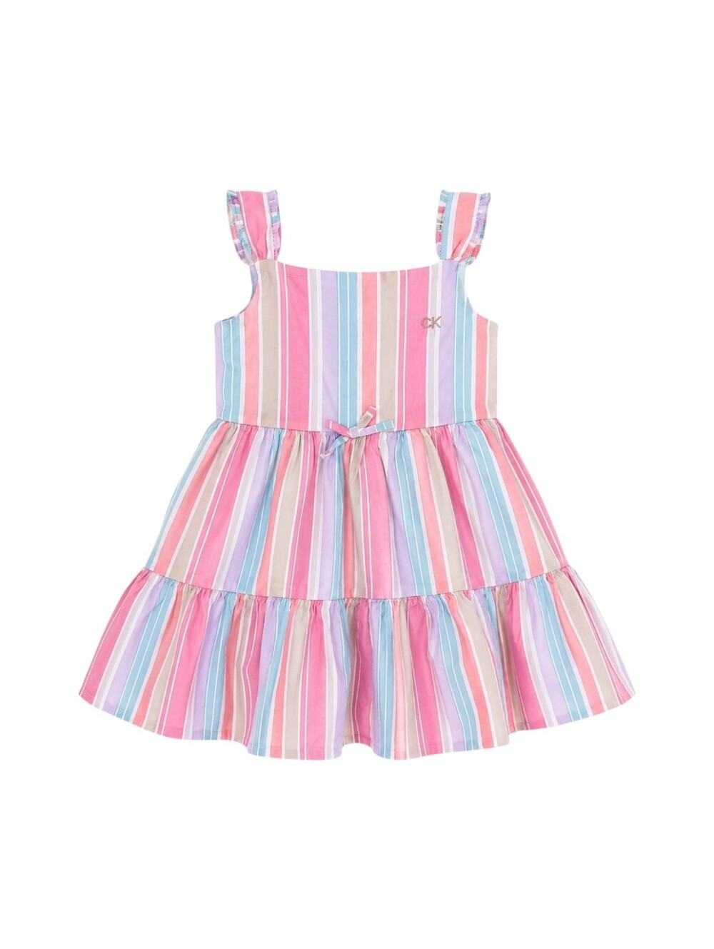 Calvin Klein Kids Stepped Tiered Sun Dress Colorful Pink Purple White Girls 6